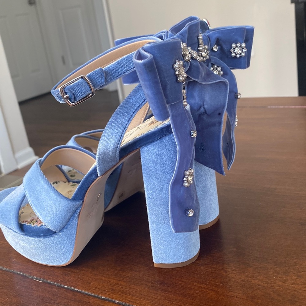 Velvet Embellished Blue Nicola Bathie X Antonio Melani Heel